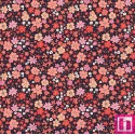 67471 TEJIDO ESTAMPADO LIBERTY DAYANA (01) 1.40 M. 110 GR/M2. ALGODON 100% NEGRO/NARANJA Venta en piezas de 10.00 M