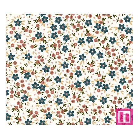 67481 VIYELA ESTAMPADA ROSALBA (02) 1.50 M. 145 GR/M2 - ALGODON 100% MARFIL Venta en piezas de 5.00 M