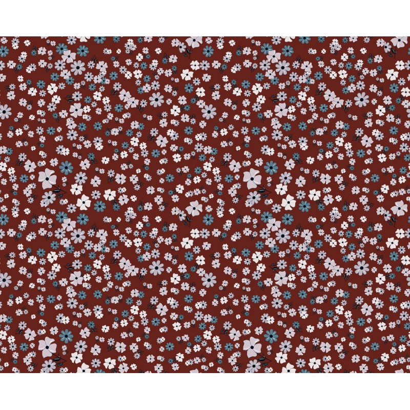 67524 TEJIDO ESTAMPADO FLORIN (01) 1.40 M. 110 GR/M2. ALGODON 100% ARCILLA Venta en piezas de 10.00 M