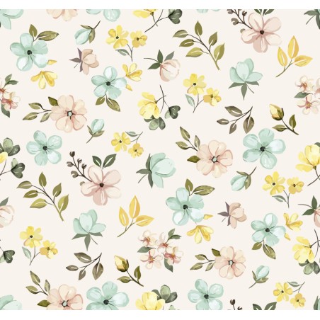 67889 TEJIDO ESTAMPADO LIBERTY NINFA (01) 1.40 M. 110 GR/M2. ALGODON 100% CREMA Venta en piezas de 10.00 M