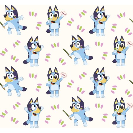 67917 TEJIDO ESTAMPADO BLUEY (00) 1.40 M. 130 GR/M2 ALGODON 100% BLANCO Venta en piezas de 6.00 M