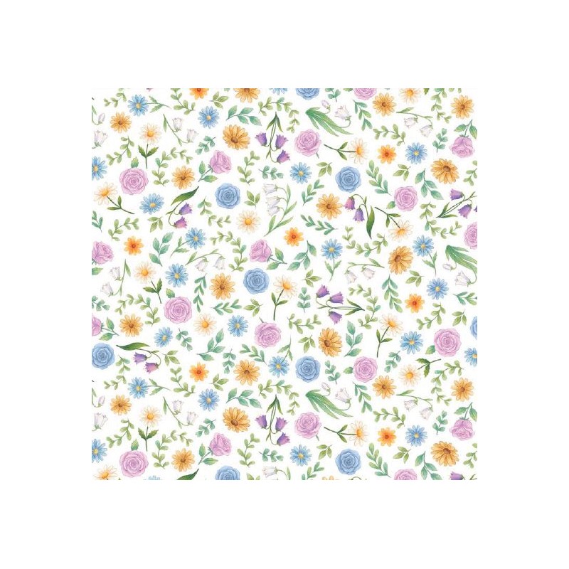 67924 PERCALE ESTAMPADO LEANNE (01) 1.50 M. 115 GR/M2. ALGODON 100% BLANCO Venta en piezas de 10.00 M