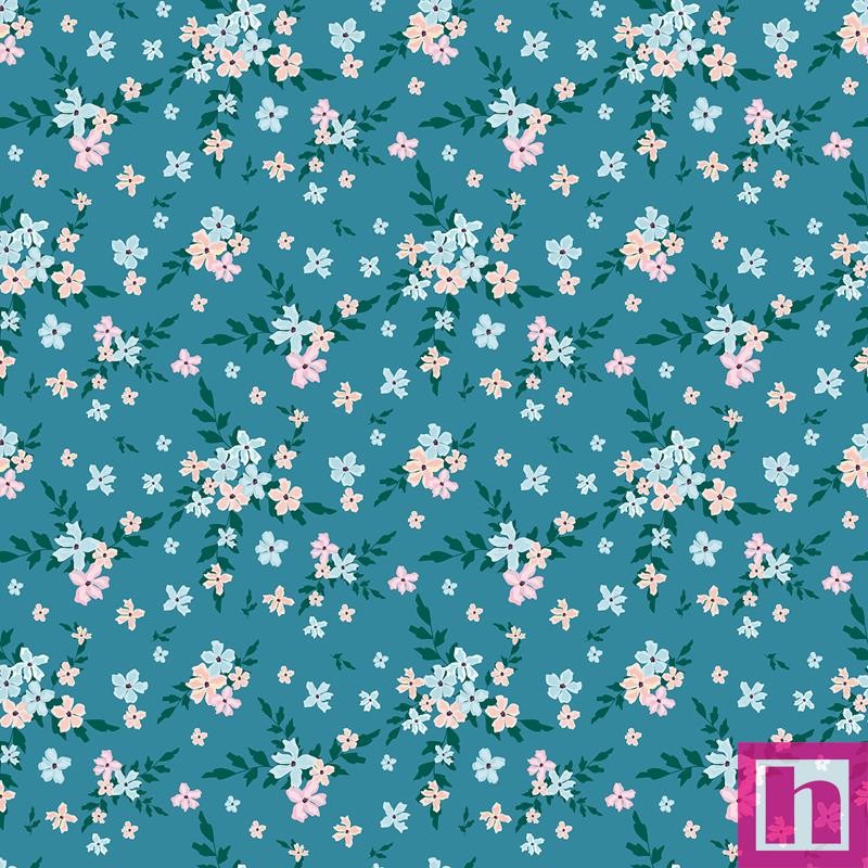 68097 TEJIDO ESTAMPADO LIBERTY SOHO (03) 1.40 M. 110 GR/M2. ALGODON 100% AZUL Venta en piezas de 10.00 M