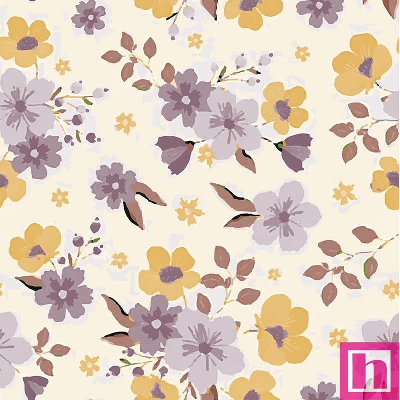 68099 TEJIDO ESTAMPADO LIBERTY SOHO (05) 1.40 M. 110 GR/M2. ALGODON 100% CREMA Venta en piezas de 10.00 M