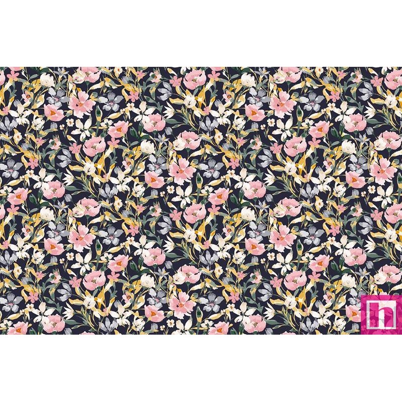 68100 TEJIDO ESTAMPADO LIBERTY SOHO (06) 1.40 M. 110 GR/M2. ALGODON 100% NEGRO Venta en piezas de 10.00 M