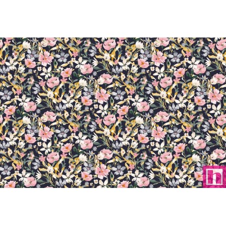 68100 TEJIDO ESTAMPADO LIBERTY SOHO (06) 1.40 M. 110 GR/M2. ALGODON 100% NEGRO Venta en piezas de 10.00 M