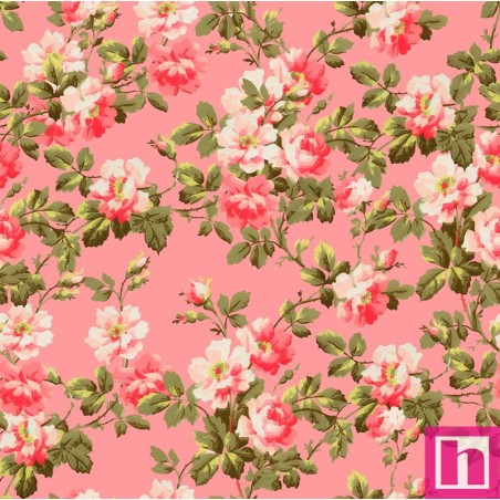 68101 TEJIDO ESTAMPADO LIBERTY SOHO (07) 1.40 M. 110 GR/M2. ALGODON 100% PAPAYA Venta en piezas de 10.00 M
