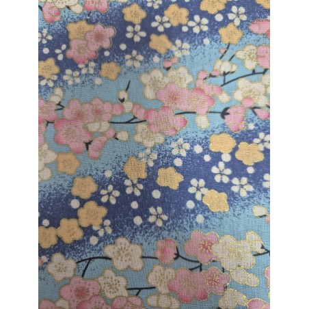 68166 TEJIDO ESTAMPADO LOTUS (01) 1.45 M. 155 GR/M2. ALGODON 100% CELESTE/DORADO Venta en piezas de 10.00 M