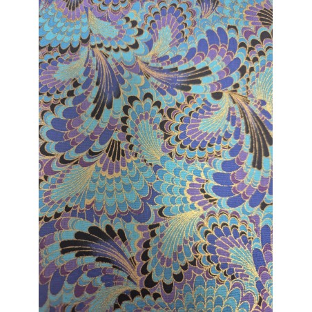 68169 TEJIDO ESTAMPADO LOTUS (04) 1.45 M. 155 GR/M2. ALGODON 100% TURQUESA/DORADO Venta en piezas de 10.00 M