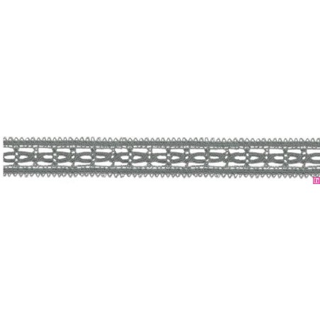 727387-0034 ENTREDOS BOLILLO NIARA 23 MM. POLIESTER 100% GRIS Venta en piezas de 25.00 M