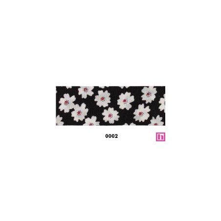 814219-25-0002 CINTA DOBLE ESTAMPADA MAGGIE 25 MM POLIESTER 100% NEGRO Venta en piezas de 22.80 M