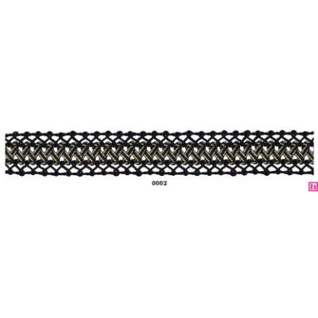 902074-0002 GALON FANTASIA UMAX 25 MM. POLIESTER 100% NEGRO/DORADO Venta en piezas de 18.00 M