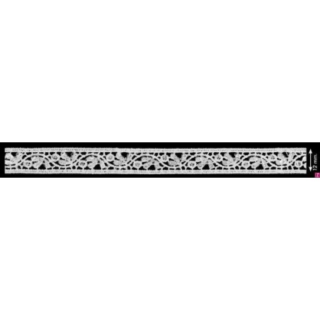 908249-0001 GALON GUIPUR FANTASIA AICHA 12 MM. POLIESTER + POLIETILENO BLANCO Venta en piezas de 13.70 M