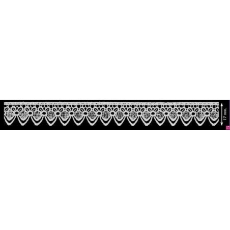 908251-0001 GALON GUIPUR FANTASIA AICHA 17 MM. POLIESTER + POLIETILENO BLANCO Venta en piezas de 13.70 M