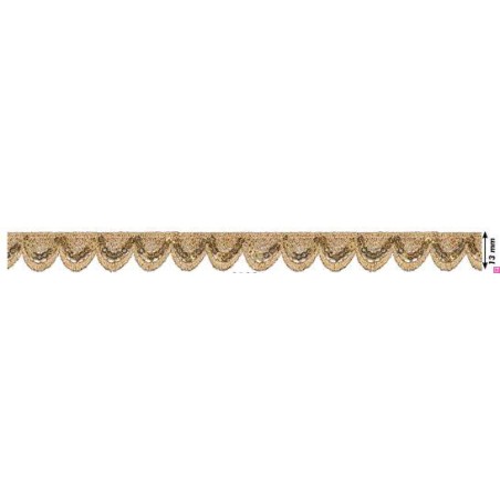 908501-0100 GALON FANTASIA KISAI 13 MM. POLIESTER + POLIETILENO DORADO Venta en piezas de 13.70 M