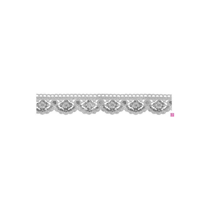908503-0101 GALON FANTASIA KISAI 28 MM. POLIESTER + POLIETILENO PLATA Venta en piezas de 13.70 M