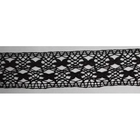 9319-004 ENTREDOS BOLILLO CLAVO 35 MM. ALGODON 100% NEGRO Venta en piezas de 25.00 M