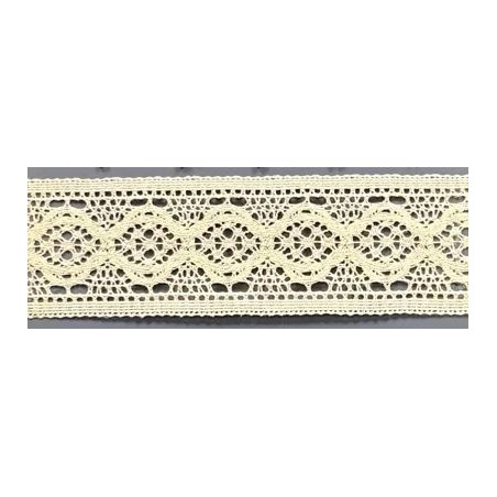 9334-102 PUNTILLA BOLILLO AJENUZ 55 MM. ALGODON 100% MARFIL Venta en piezas de 25.00 M