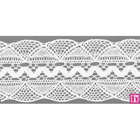 9485-0 GALON BOLILLO NADIR 60 MM. ALGODON 100% BLANCO Venta en piezas de 25.00 M
