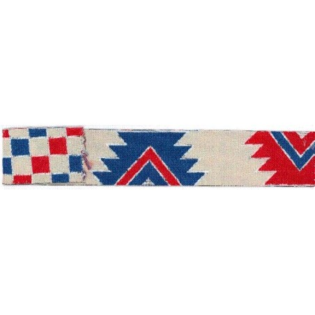 9568-40-1 CINTA REVERSIBLE ETNICA 40 MM. POLIESTER 100% BEIG/AZUL/ROJO Venta en piezas de 15.00 M
