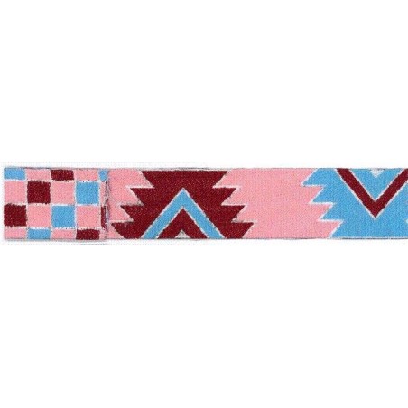 9568-40-2 CINTA REVERSIBLE ETNICA 40 MM. POLIESTER 100% ROSA/CELESTE/GRANA Venta en piezas de 15.00 M