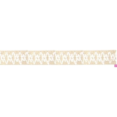 9669-89 GALON FANTASIA JOHARI 30 MM. ALGODON RECICLADO 60%-VISCOSA 40% NATURAL/BLANCO Venta en piezas de 12.50 M