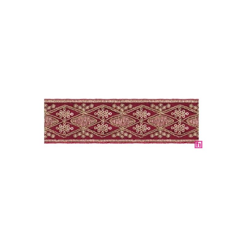981253-0060 GALON FANTASIA ANDREA 45 MM. POLIESTER+PET GRANATE/DORADO Venta en piezas de 9.10 M