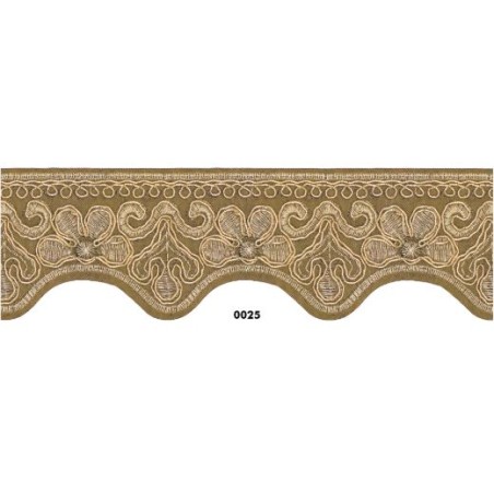 981255-0025 PUNTILLA FANTASIA EVELIA 45 MM. PET+METALLIC CAMEL/DORADO Venta en piezas de 9.30 M