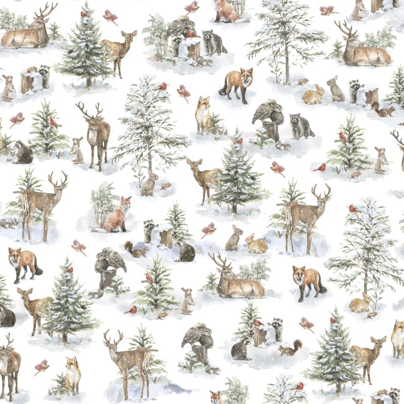 P121-WWHI6203W PATCH. AMERICANO WOODLAND WHISPERS (04) 110 CM. ALGODON 100% BLANCO Venta en piezas de 7.00 M