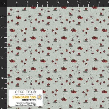 P137-4504-293 PATCH.AMERICANO STRAWBERRY MISCHIEF (15) 110 CM. ALGODON 100% GRIS Venta en piezas de 6.00 M