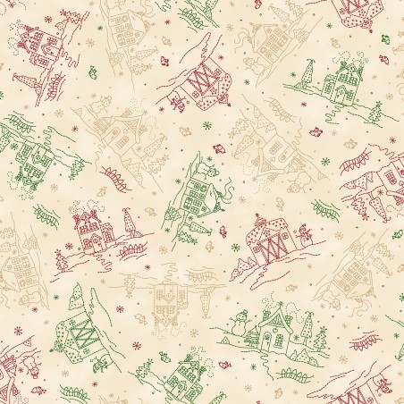 P17-MAS11091-RG PATCH. AMERICANO CHRISTMASTIME (02) 110 CM. ALGODON 100% CREMA Venta en piezas de 7.00 M