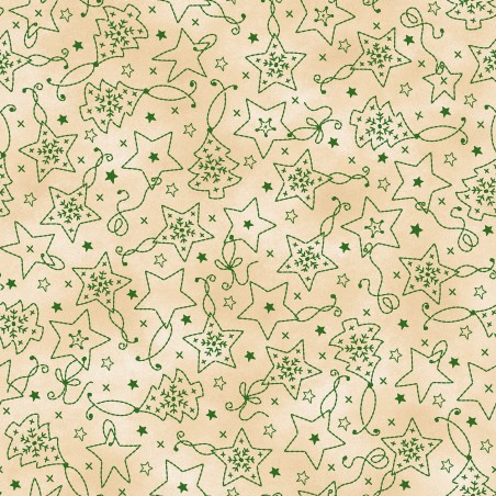P17-MAS11092-EG PATCH. AMERICANO CHRISTMASTIME (11) 110 CM. ALGODON 100% CREMA/VERDE Venta en piezas de 7.00 M