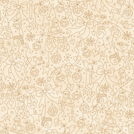 P17-MAS11093-E PATCH. AMERICANO CHRISTMASTIME (18) 110 CM. ALGODON 100% CREMA Venta en piezas de 7.00 M