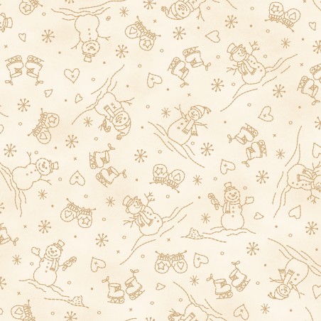 P17-MAS11094-E PATCH. AMERICANO CHRISTMASTIME (06) 110 CM. ALGODON 100% CREMA Venta en piezas de 7.00 M