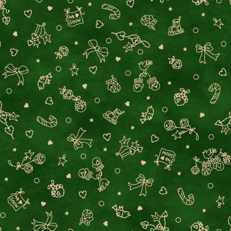 P17-MAS11097-G PATCH. AMERICANO CHRISTMASTIME (20) 110 CM. ALGODON 100% VERDE Venta en piezas de 7.00 M
