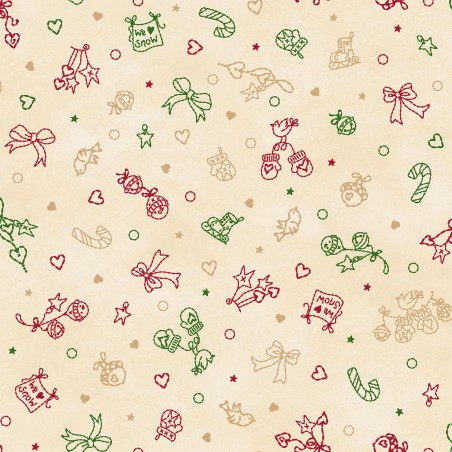 P17-MAS11097-RG PATCH. AMERICANO CHRISTMASTIME (21) 110 CM. ALGODON 100% CREMA Venta en piezas de 7.00 M