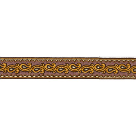 606045-55 CINTA JACQUARD ALIM 33 MM. POLIESTER 100% MAQUILLAJE/DORADO Venta en piezas de 9.00 M