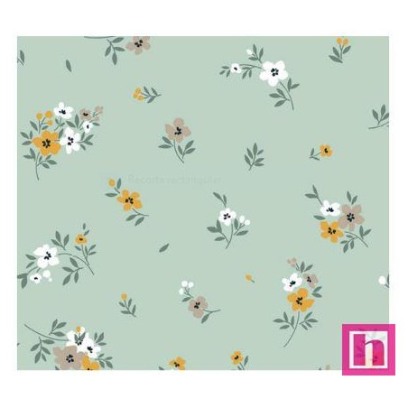 67046 DOBLE GASA ESTAMPADA THELMA (03) 135 CM. 128 GR/M2. ALGODON 100% VERDE Venta en piezas de 6.00 M