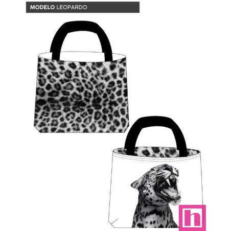 67421 TOTE BAGS LEOPARDO -REVERSIBLE Y REPELENTE AL AGUA (01) 45X50 CMS. POLIESTER 100% BLANCO/NEGRO Venta en piezas de 1.00 U