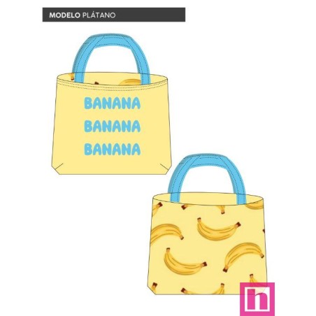 67426 TOTE BAGS PLATANO - REVERSIBLE Y REPELENTE AL AGUA (06) 45X50 CMS. POLIESTER 100% AMARILLO/AZUL Venta en piezas de 1.00