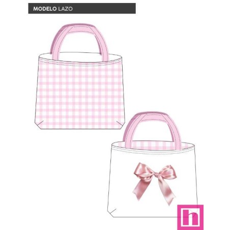 67432 TOTE BAGS LAZO - REVERSIBLE Y REPELENTE AL AGUA (12) 45X50 CMS. POLIESTER 100% BLANCO/ROSA Venta en piezas de 1.00 U