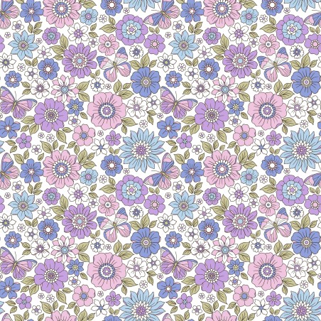67892 TEJIDO ESTAMPADO LIBERTY BRISEIDA (02) 1.40 M. 110 GR/M2. ALGODON 100% LILA Venta en piezas de 10.00 M