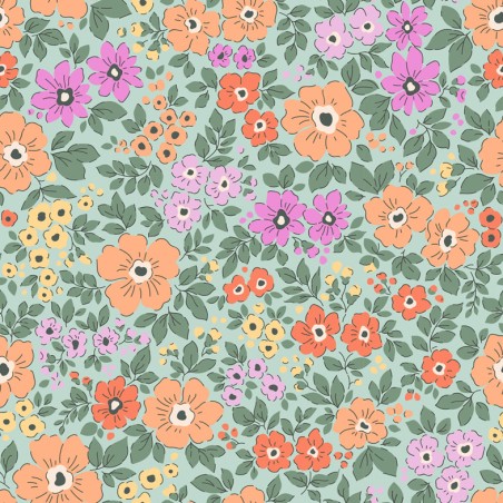 67896 TEJIDO ESTAMPADO LIBERTY AKINA (02) 1.40 M. 110 GR/M2. ALGODON 100% VERDE Venta en piezas de 10.00 M