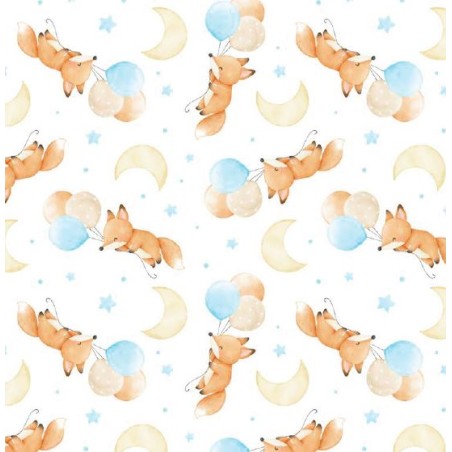 67964 PIQUE ESTAMPADO CALLIOPE (02) 1.50 M. 140 GR/M2. ALGODON 100% BLANCO/CELESTE Venta en piezas de 6.00 M
