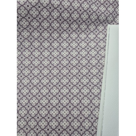 68034 TEJIDO ESTAMPADO SESAMO (97) 150 CM. 145 GR/M2. ALGODON 100% NATURAL/MORADO Venta en piezas de 10.00 M