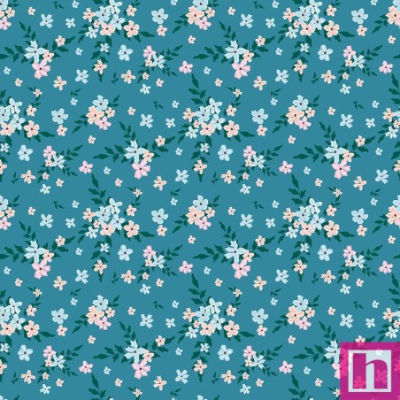 68097 TEJIDO ESTAMPADO LIBERTY SOHO (03) 1.40 M. 110 GR/M2. ALGODON 100% AZUL Venta en piezas de 10.00 M