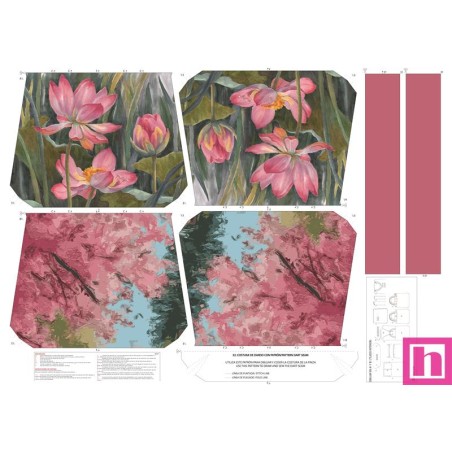 68147 TOTE BAGS HOJAS ROSAS - REVERSIBLE Y REPELENTE AL AGUA (38) 45X50 CMS. POLIESTER 100% ROSA Venta en piezas de 1.00 U