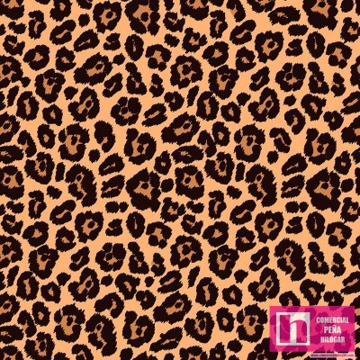 62666 TEJIDO ESTAMPADO ANIMALS PRINTS LEOPARDO (00) 1.50 M. 110GR/M2. ALGODON 100% MARRON Venta en piezas de 10.00 M