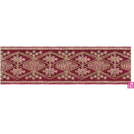 981253-0060 GALON FANTASIA ANDREA 45 MM. POLIESTER+PET GRANATE/DORADO Venta en piezas de 9.10 M
