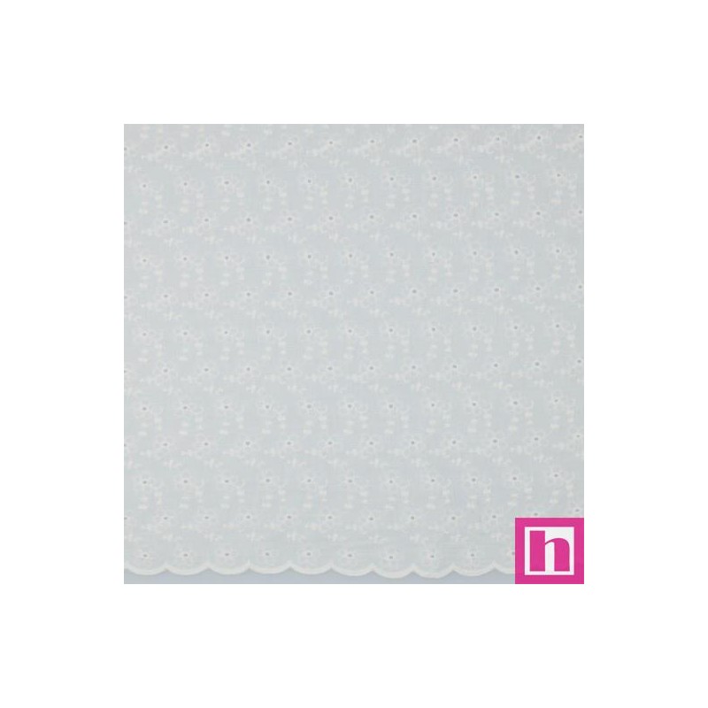 P94-3605-001 BATISTA BORDADA AMBOS LADOS ARENE (01) 130 CM. 100 GR/M2. ALGODON 100% BLANCO Venta en piezas de 6.00 M
